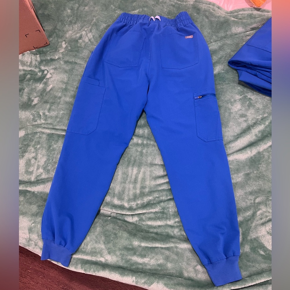 Figs Royal Blue Scrub Pants - High Waisted Uman Relaxed Jogger Scrub Pants